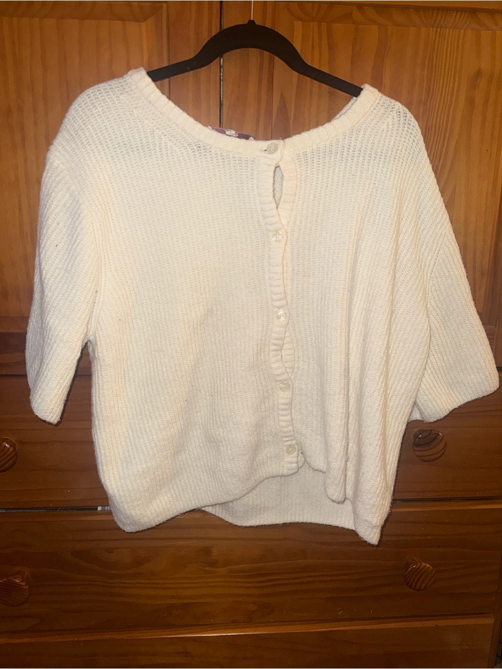 Pink Rose Cream Button-Front Knit Cardigan